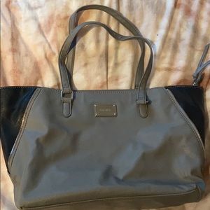 gray and black “nine west” purse